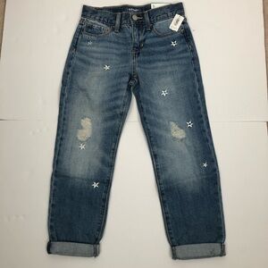 Old Navy Blue Girl’s Boyfriend Skinny Jeans with Star Details Size 8 Regular NWT